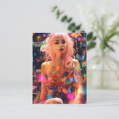 Pastellrosa Haare Frau Postkarte (Stehend Vorderseite)