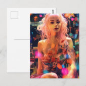 Pastellrosa Haare Frau Postkarte (Vorne/Hinten)