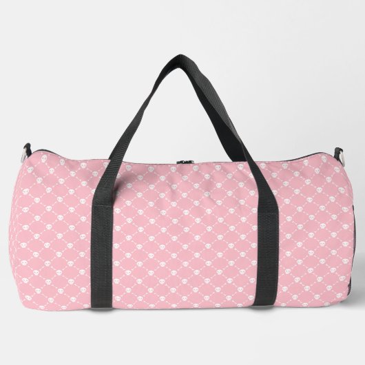 Pastellrosa Halbkugel zwischen Schädelkreuzen Duffle Bag (Vorderseite)
