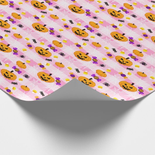 Pastellrosa Halloween-Muster Geschenkpapier (Ecke)
