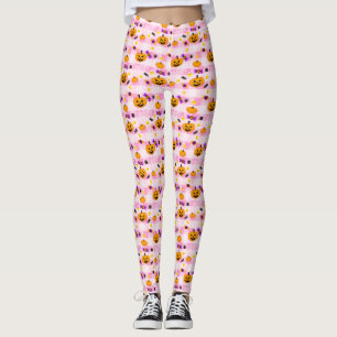 Pastellrosa Halloween-Muster Leggings