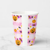 Pastellrosa Halloween-Muster Pappbecher (Links)