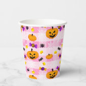 Pastellrosa Halloween-Muster Pappbecher (Vorderseite)
