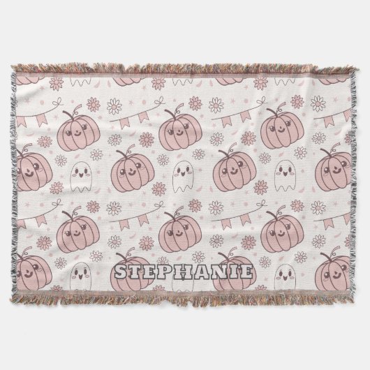 Pastellrosa Halloween Nahtloses Muster (2) Decke (Vorderseite)