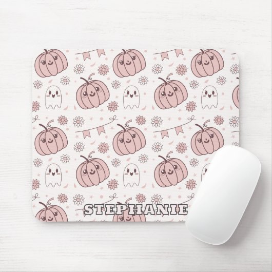 Pastellrosa Halloween Nahtloses Muster (2) Mousepad (Mit Mouse)