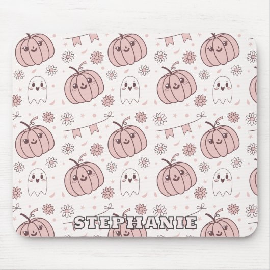 Pastellrosa Halloween Nahtloses Muster (2) Mousepad (Vorne)