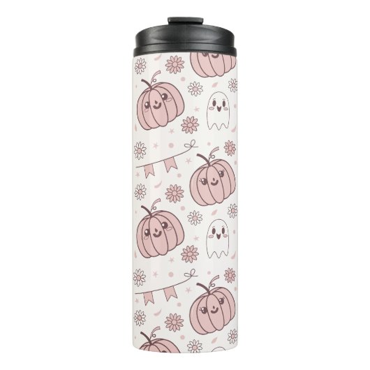 Pastellrosa Halloween Nahtloses Muster (2) Thermosbecher (Vorderseite)