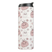 Pastellrosa Halloween Nahtloses Muster (2) Thermosbecher (Nach links gedreht)