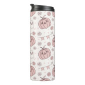 Pastellrosa Halloween Nahtloses Muster (2) Thermosbecher (Nach rechts gedreht)