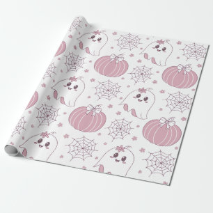 Pastellrosa Halloween Nahtloses Muster (3) Geschenkpapier