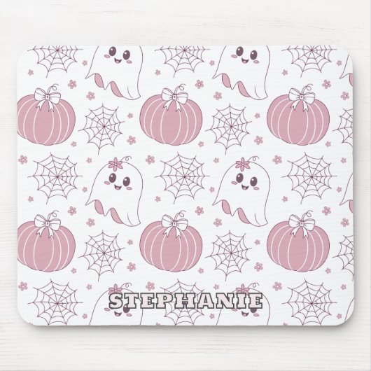 Pastellrosa Halloween Nahtloses Muster (3) Mousepad (Vorne)