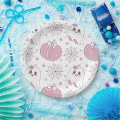 Pastellrosa Halloween Nahtloses Muster (3) Pappteller (Party)