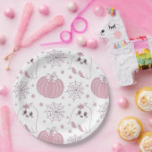 Pastellrosa Halloween Nahtloses Muster (3) Pappteller (Party)