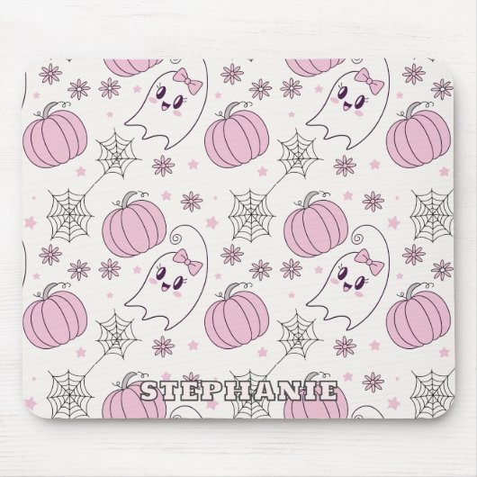 Pastellrosa Halloween Nahtloses Muster (4) Mousepad (Vorne)