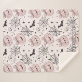 Pastellrosa Halloween Nahtloses Muster (5) Sherpadecke (Vorderseite (Horizontal))