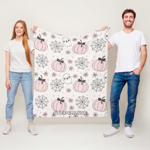 Pastellrosa Halloween Nahtloses Muster Fleecedecke