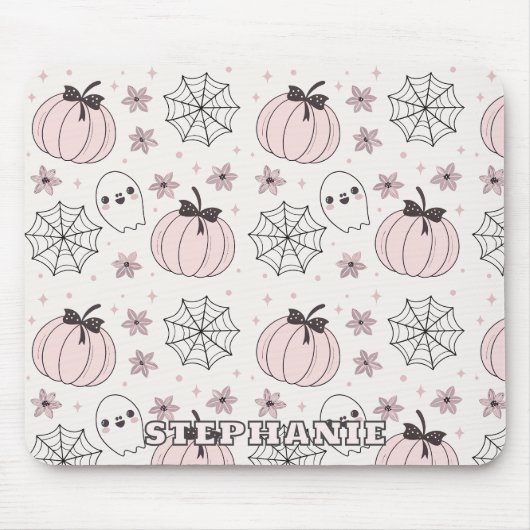Pastellrosa Halloween Nahtloses Muster Mousepad (Vorne)