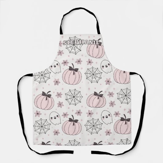 Pastellrosa Halloween Nahtloses Muster Schürze (Vorderseite)