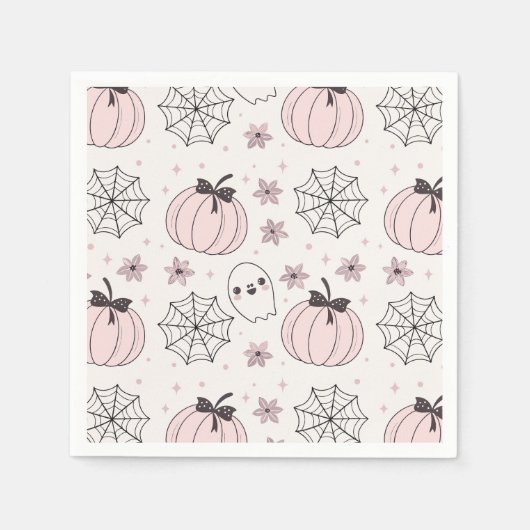 Pastellrosa Halloween Nahtloses Muster Serviette (Vorderseite)
