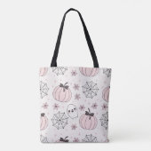 Pastellrosa Halloween Nahtloses Muster Tasche (Rückseite)