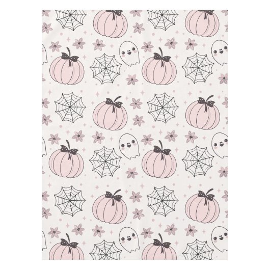 Pastellrosa Halloween Nahtloses Muster Tischdecke (Vorderseite)
