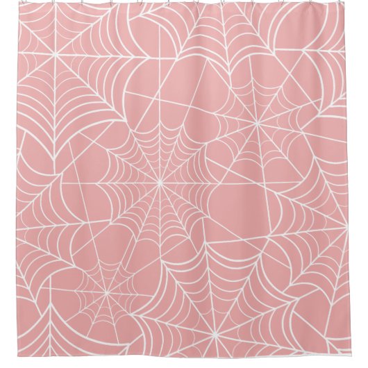 Pastellrosa-Halloween-Spinnennetz Duschvorhang (Vorderseite)