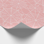 Pastellrosa-Halloween-Spinnennetz Geschenkpapier (Ecke)