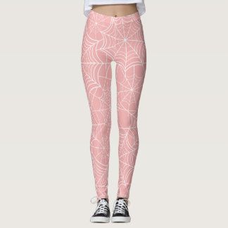 Pastellrosa-Halloween-Spinnennetz Leggings