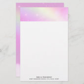 Pastellrosa Himmel mit gelbem Regenbogen Briefpapier (Vorne/Hinten)