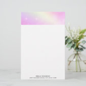 Pastellrosa Himmel mit gelbem Regenbogen Briefpapier (Stehend Vorderseite)