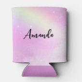 Pastellrosa Himmel mit gelbem Regenbogen Dosenkühler (Rückseite)