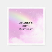 Pastellrosa Himmel mit gelbem Regenbogen Geburtsta Serviette (Vorderseite)