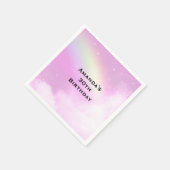 Pastellrosa Himmel mit gelbem Regenbogen Geburtsta Serviette (Ecke)