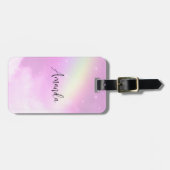 Pastellrosa Himmel mit gelbem Regenbogen Gepäckanhänger (Vorderseite horizontal)