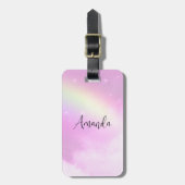 Pastellrosa Himmel mit gelbem Regenbogen Gepäckanhänger (Vorderseite vertikal)