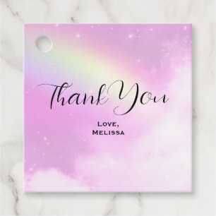 Pastellrosa Himmel mit gelbem Regenbogen Geschenkanhänger