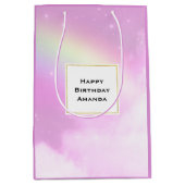 Pastellrosa Himmel mit gelbem Regenbogen Mittlere Geschenktüte (Vorderseite)