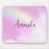Pastellrosa Himmel mit gelbem Regenbogen Mousepad (Vorne)