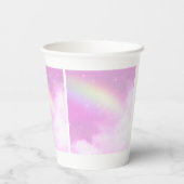 Pastellrosa Himmel mit gelbem Regenbogen Pappbecher (Rückseite)