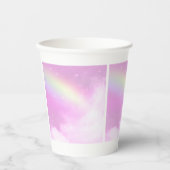 Pastellrosa Himmel mit gelbem Regenbogen Pappbecher (Vorderseite)