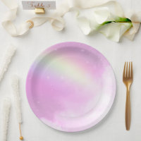Pastellrosa Himmel mit gelbem Regenbogen