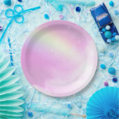 Pastellrosa Himmel mit gelbem Regenbogen Pappteller (Party)