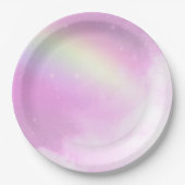 Pastellrosa Himmel mit gelbem Regenbogen Pappteller (Vorderseite)