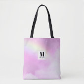 Pastellrosa Himmel mit gelber Regenbogenmonogramm Tasche (Vorderseite)