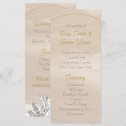 Pastellrosa Hochzeit Programm (Vorne/Hinten)