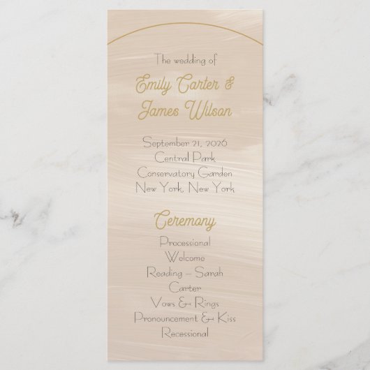 Pastellrosa Hochzeit Programm (Vorderseite)