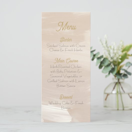 Pastellrosa Hochzeitsmenü Menükarte (Stehend Vorderseite)