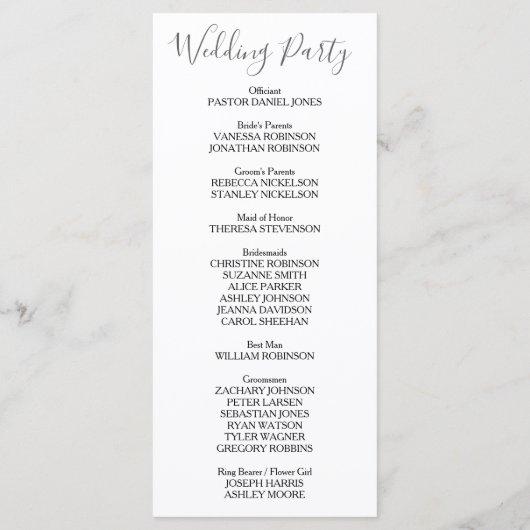 Pastellrosa-Hochzeitsprogramm Gold Programm (Rückseite)