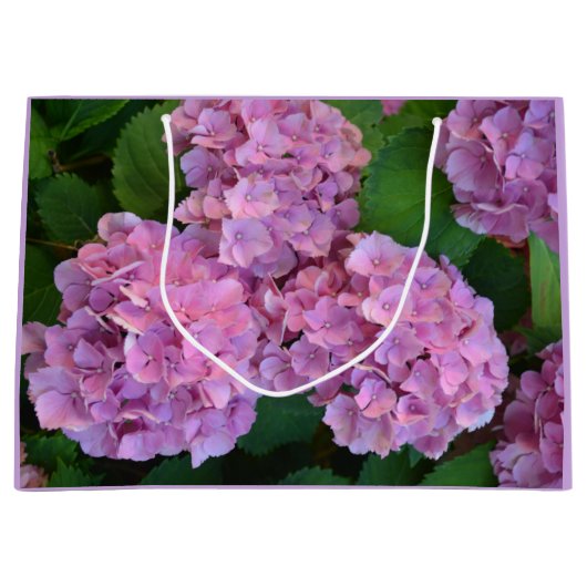 Pastellrosa Hortensia Hydrangea Blume Große Geschenktüte (Vorderseite)