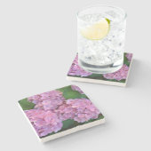 Pastellrosa Hortensia Hydrangea Blume Steinuntersetzer (Seitenansicht)